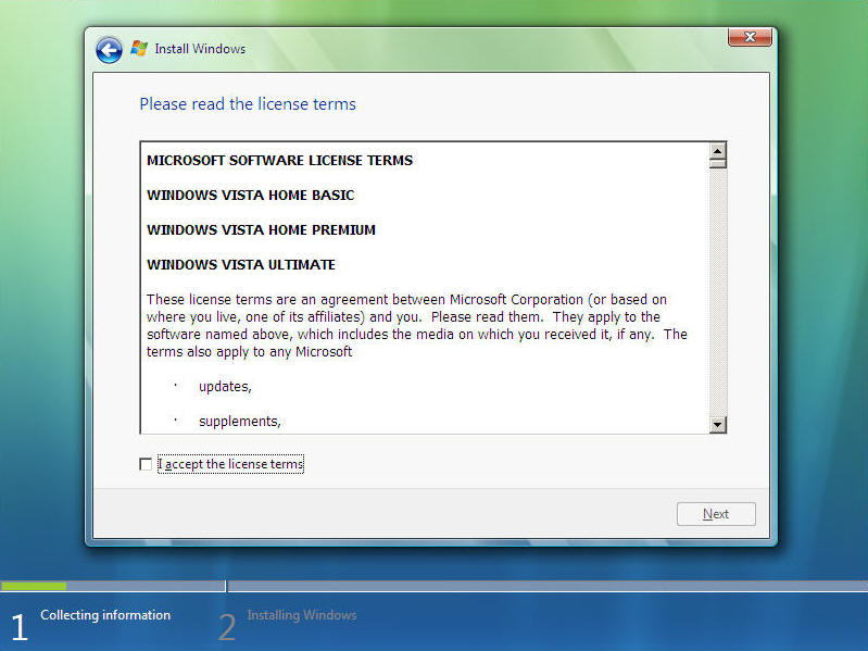 Install Windows Vista Screen 6