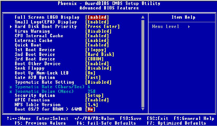 Advanced BIOS Settings