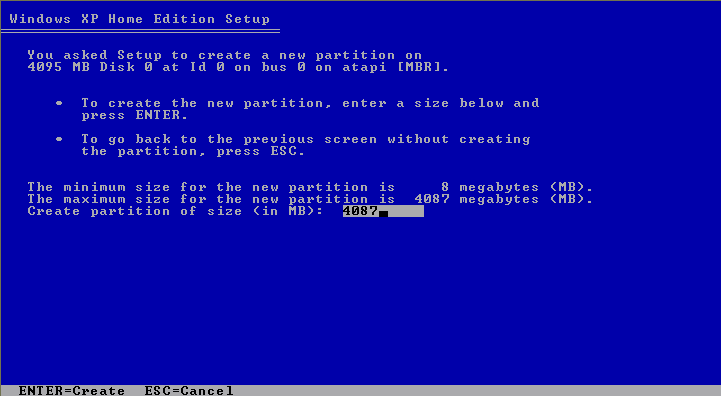 Install Windows XP Screen 7