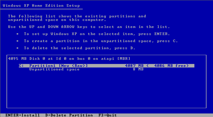 Install Windows XP Screen 8